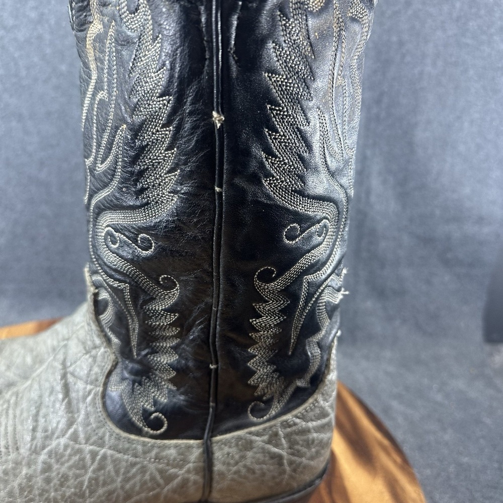 Vintage Dan Post Cowboy Boots 8EW Exotic Safari Print Bullhide Cow Leather Gray - Picture 7 of 16